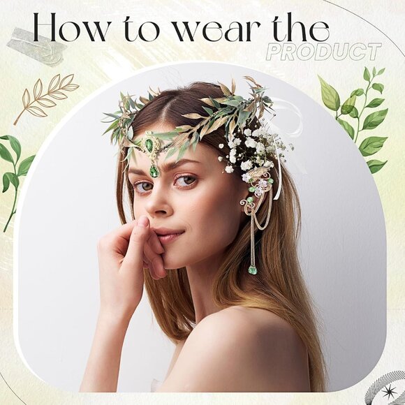 Elf Cosplay Set Fairy Ears Flower Crown Headpiece Wings Adjustable - Picture 3 of 7